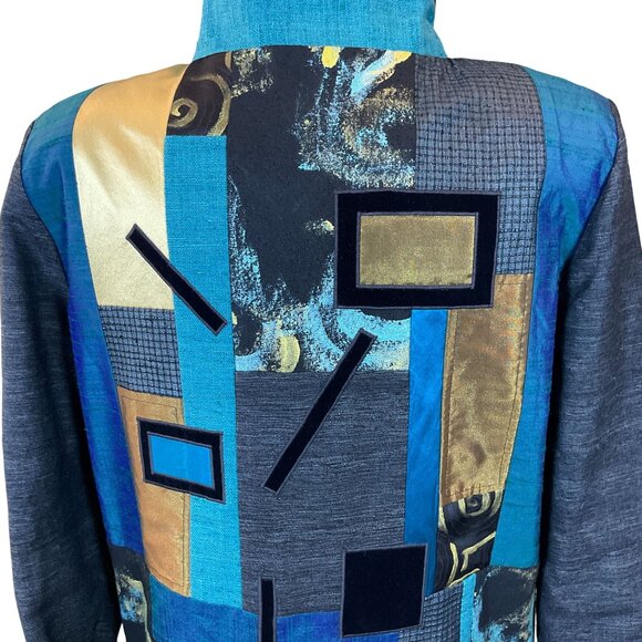 Bonnie Durant Designs Mixed Fabric Ribbons VTG Patchwork Lined Coat Jacket Med - Picture 5 of 9